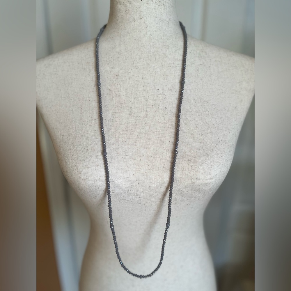 Gray Beaded Stretchy Necklace